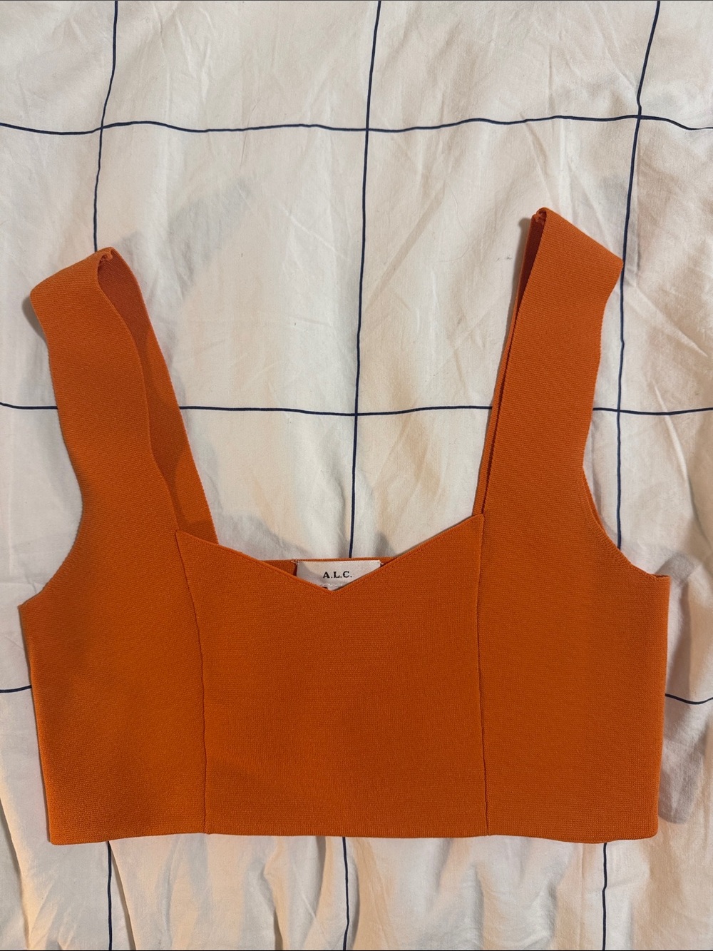 A.L.C. Bright Orange Cropped Square-Neck crop top size small